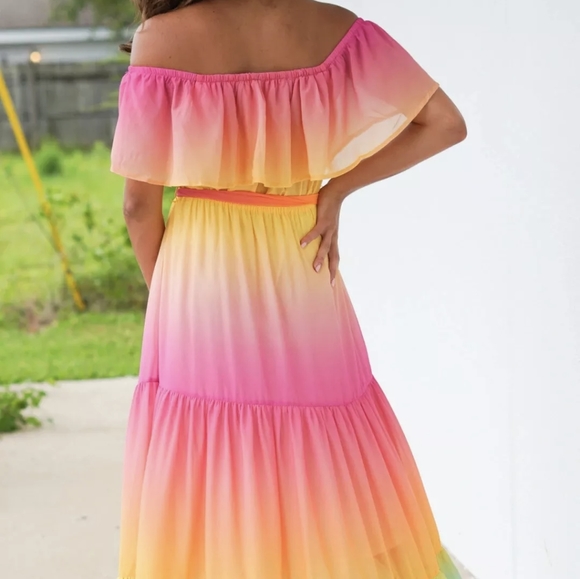 NWT Rainbow Ombre Boho Maxi Summer Dress S: Sm-Med - Picture 11 of 14